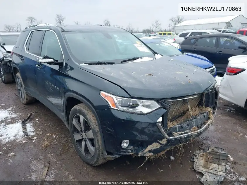 1GNERHKW2LJ170863 2020 Chevrolet Traverse Fwd Lt Leather