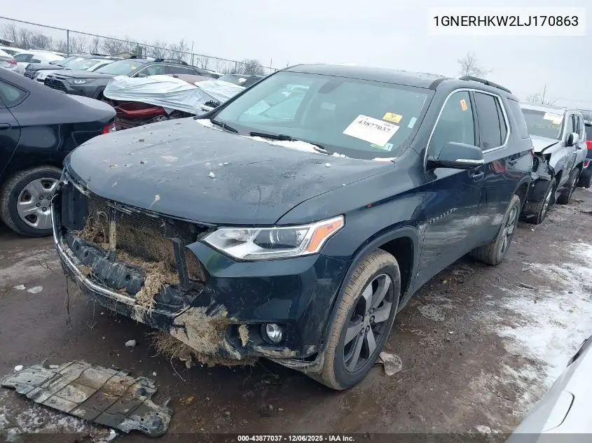 1GNERHKW2LJ170863 2020 Chevrolet Traverse Fwd Lt Leather
