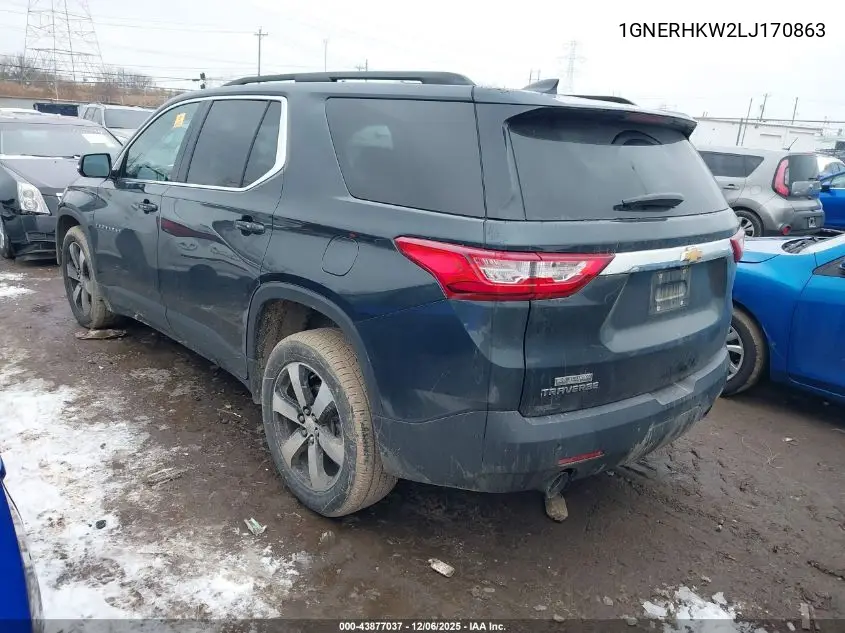 1GNERHKW2LJ170863 2020 Chevrolet Traverse Fwd Lt Leather