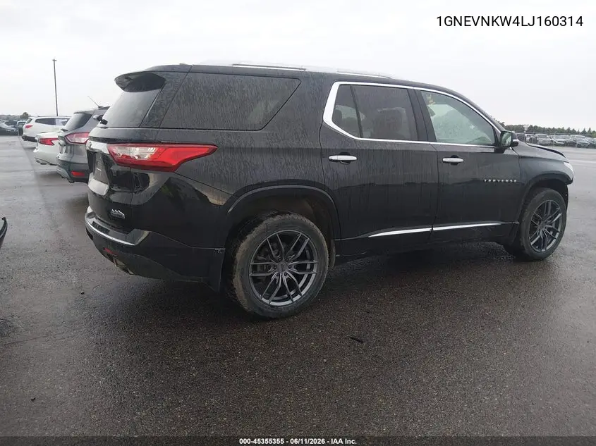 2020 Chevrolet Traverse Awd High Country VIN: 1GNEVNKW4LJ160314 Lot: 45355355