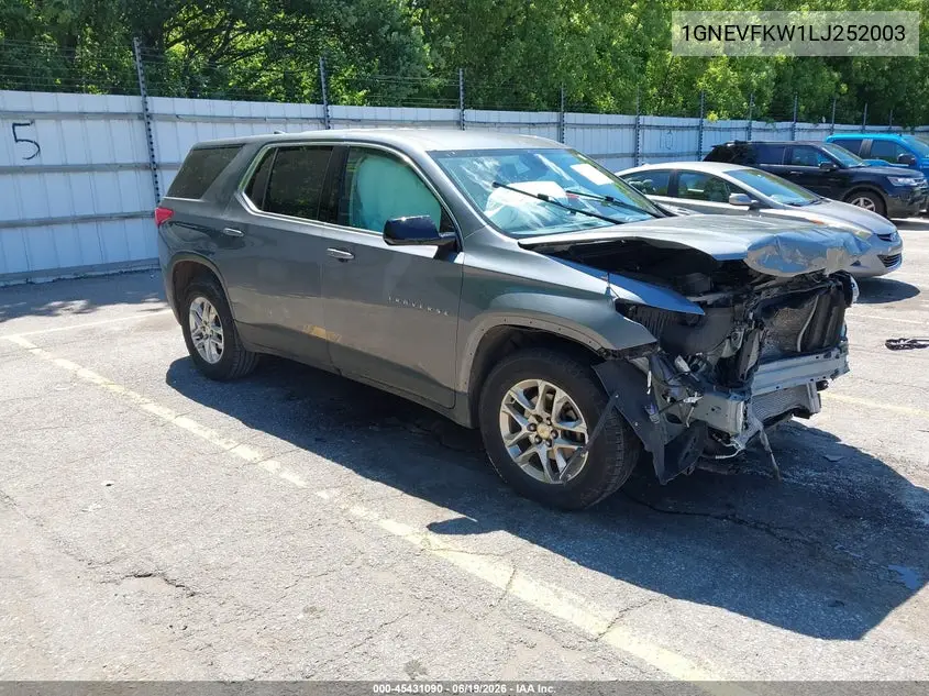 2020 Chevrolet Traverse Awd Ls VIN: 1GNEVFKW1LJ252003 Lot: 45431090
