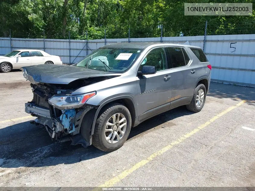 2020 Chevrolet Traverse Awd Ls VIN: 1GNEVFKW1LJ252003 Lot: 45431090