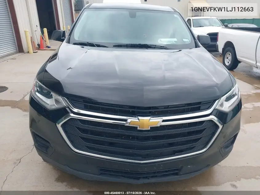 2020 Chevrolet Traverse Awd Ls VIN: 1GNEVFKW1LJ112663 Lot: 45460013