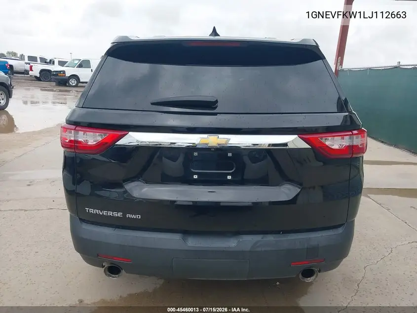 2020 Chevrolet Traverse Awd Ls VIN: 1GNEVFKW1LJ112663 Lot: 45460013