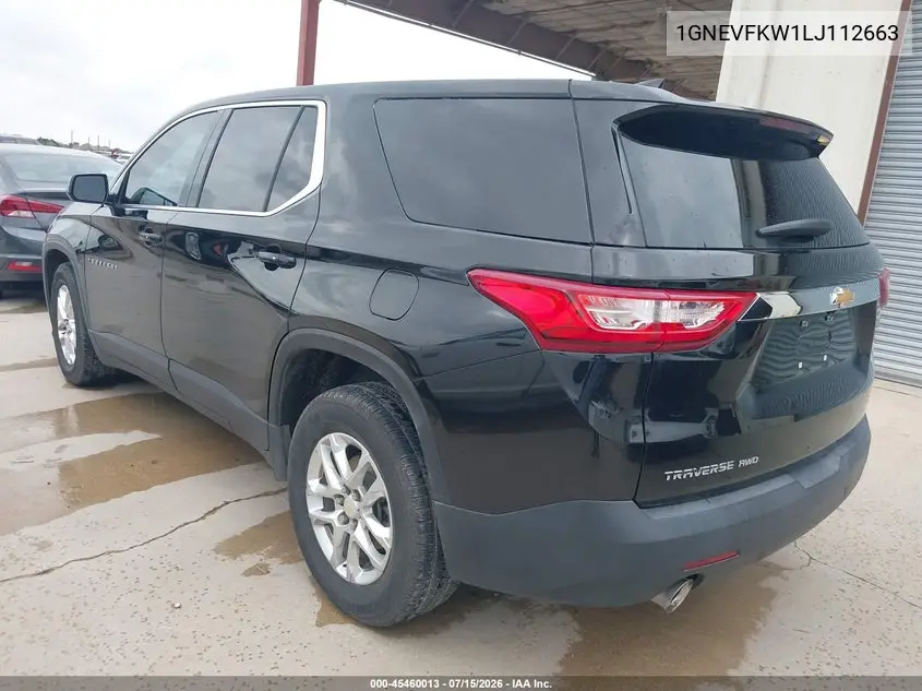 2020 Chevrolet Traverse Awd Ls VIN: 1GNEVFKW1LJ112663 Lot: 45460013