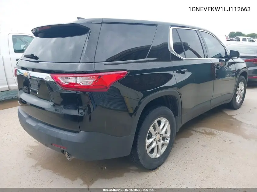 2020 Chevrolet Traverse Awd Ls VIN: 1GNEVFKW1LJ112663 Lot: 45460013