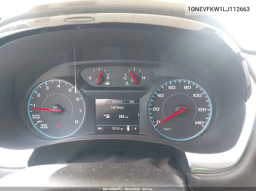 2020 Chevrolet Traverse Awd Ls VIN: 1GNEVFKW1LJ112663 Lot: 45460013