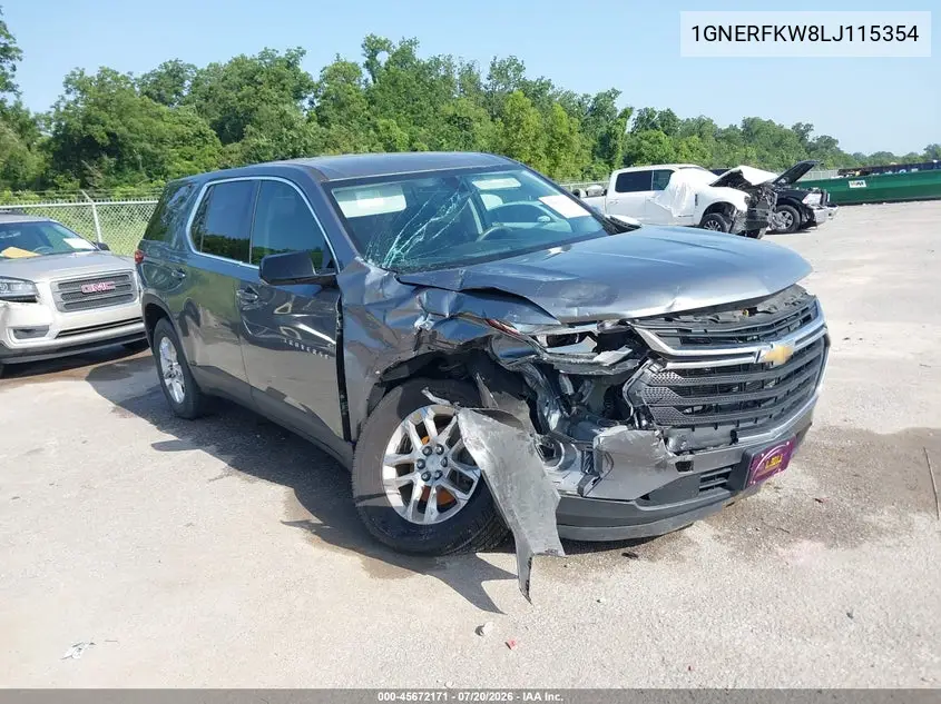 2020 Chevrolet Traverse Fwd Ls VIN: 1GNERFKW8LJ115354 Lot: 45672171