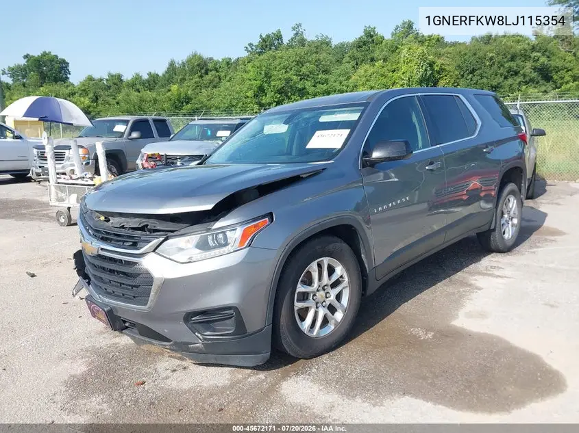 2020 Chevrolet Traverse Fwd Ls VIN: 1GNERFKW8LJ115354 Lot: 45672171