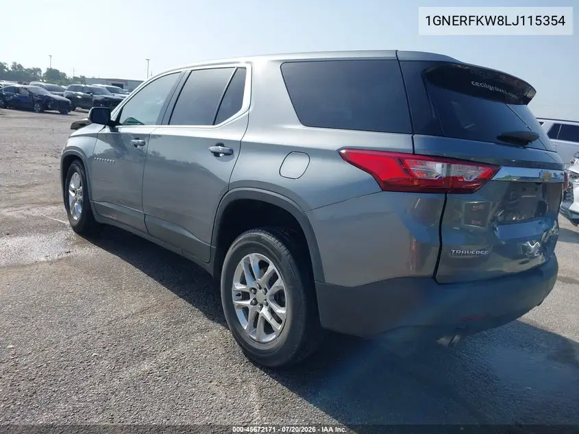 2020 Chevrolet Traverse Fwd Ls VIN: 1GNERFKW8LJ115354 Lot: 45672171