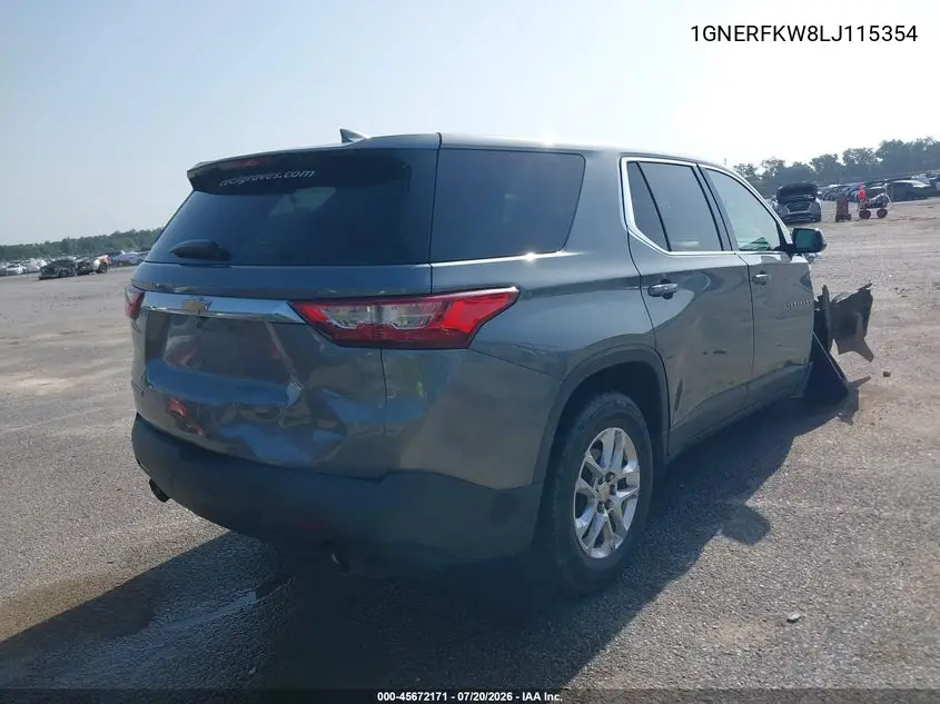 2020 Chevrolet Traverse Fwd Ls VIN: 1GNERFKW8LJ115354 Lot: 45672171