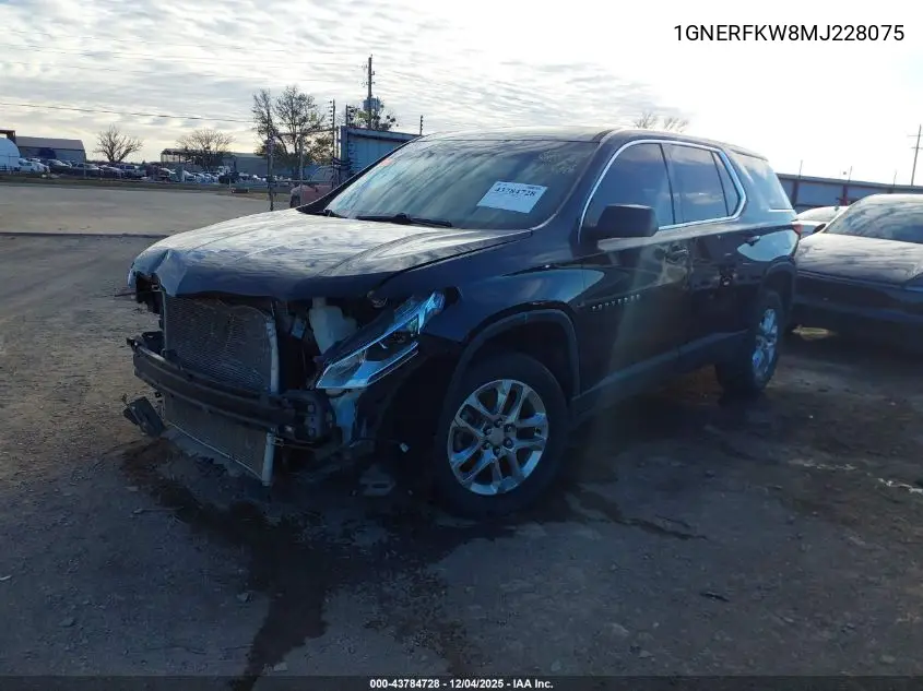 1GNERFKW8MJ228075 2021 Chevrolet Traverse Fwd Ls