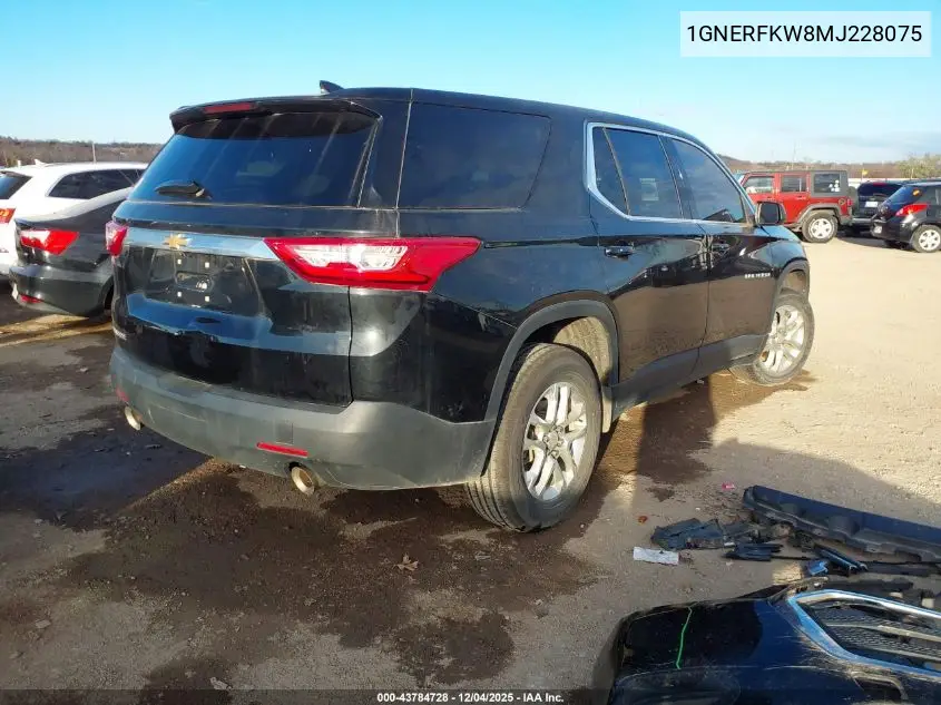 1GNERFKW8MJ228075 2021 Chevrolet Traverse Fwd Ls