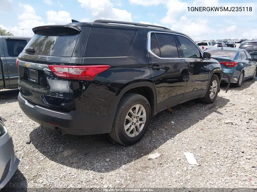 2021 Chevrolet Traverse Fwd Lt Cloth VIN: 1GNERGKW5MJ235118 Lot: 45674115