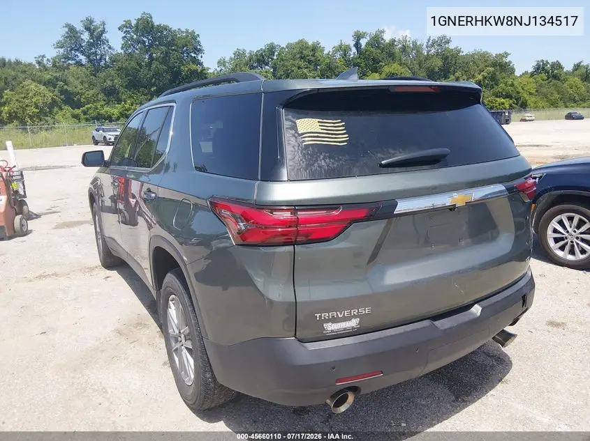 2022 Chevrolet Traverse Fwd Lt Leather VIN: 1GNERHKW8NJ134517 Lot: 45660110