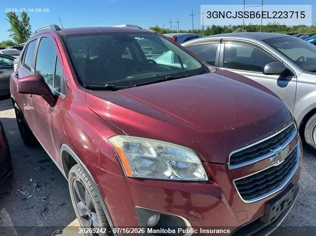 2014 Chevrolet Trax Ltz VIN: 3GNCJSSB6EL223715 Lot: 20269242