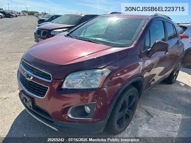 2014 Chevrolet Trax Ltz VIN: 3GNCJSSB6EL223715 Lot: 20269242