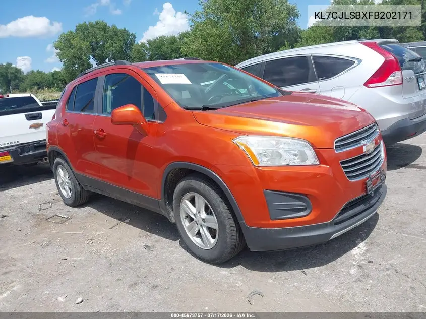2015 Chevrolet Trax Lt VIN: KL7CJLSBXFB202171 Lot: 45673757