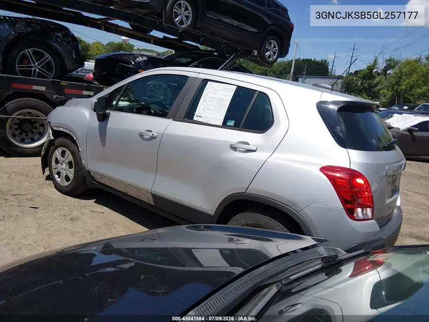 2016 Chevrolet Trax Ls VIN: 3GNCJKSB5GL257177 Lot: 45541564