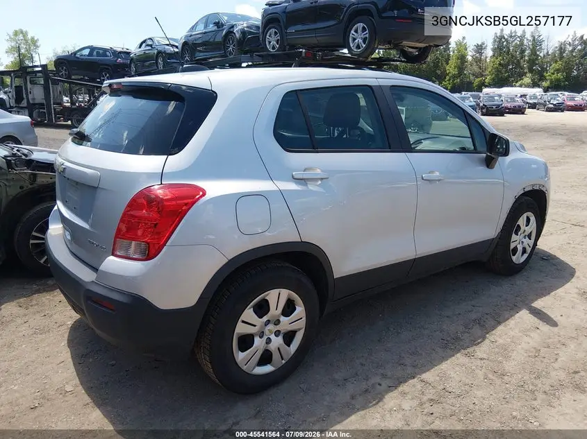 2016 Chevrolet Trax Ls VIN: 3GNCJKSB5GL257177 Lot: 45541564