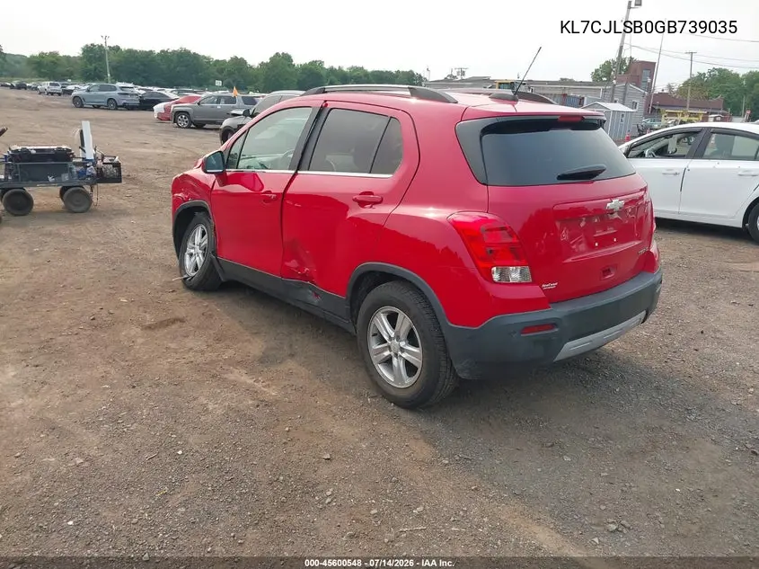 2016 Chevrolet Trax 1Lt VIN: KL7CJLSB0GB739035 Lot: 45600548