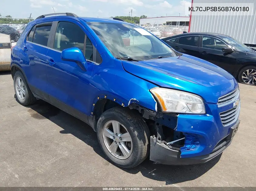 2016 Chevrolet Trax Lt VIN: KL7CJPSB5GB760180 Lot: 45625453