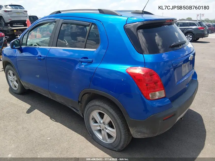 2016 Chevrolet Trax Lt VIN: KL7CJPSB5GB760180 Lot: 45625453