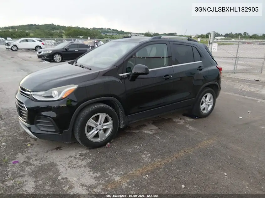 2017 Chevrolet Trax Lt VIN: 3GNCJLSBXHL182905 Lot: 45339295