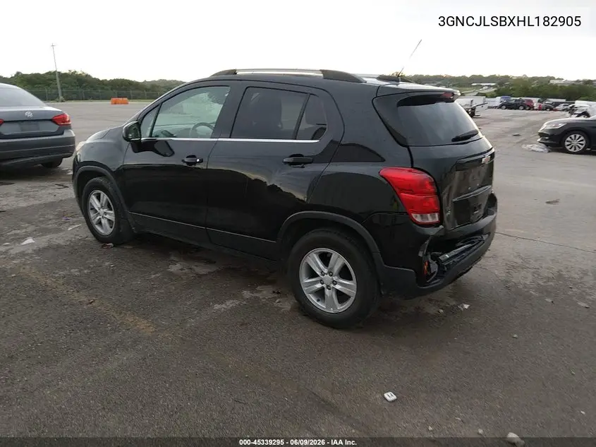 2017 Chevrolet Trax Lt VIN: 3GNCJLSBXHL182905 Lot: 45339295