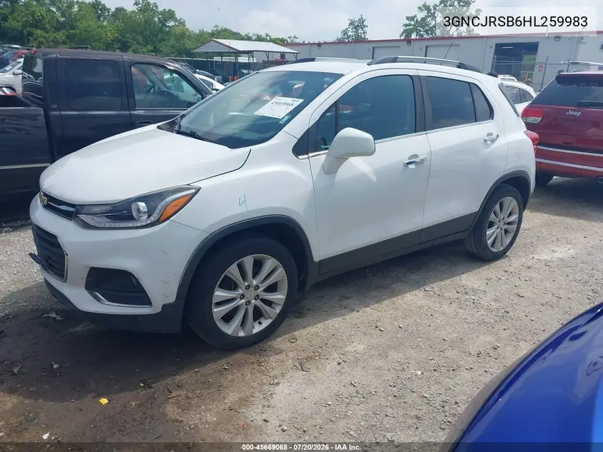 2017 Chevrolet Trax Premier VIN: 3GNCJRSB6HL259983 Lot: 45669068