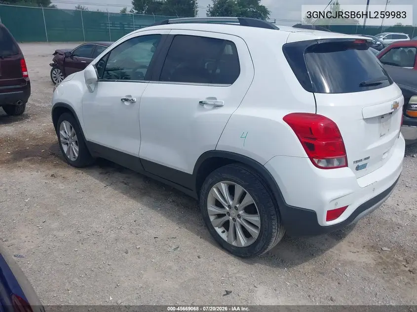 2017 Chevrolet Trax Premier VIN: 3GNCJRSB6HL259983 Lot: 45669068