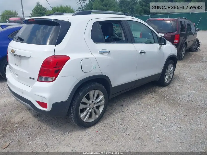 2017 Chevrolet Trax Premier VIN: 3GNCJRSB6HL259983 Lot: 45669068