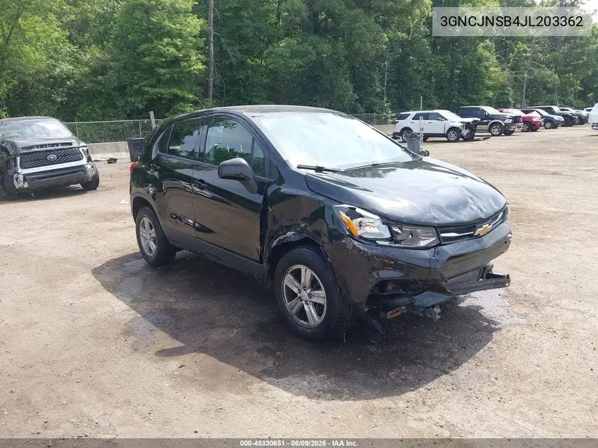 2018 Chevrolet Trax Ls VIN: 3GNCJNSB4JL203362 Lot: 45330651