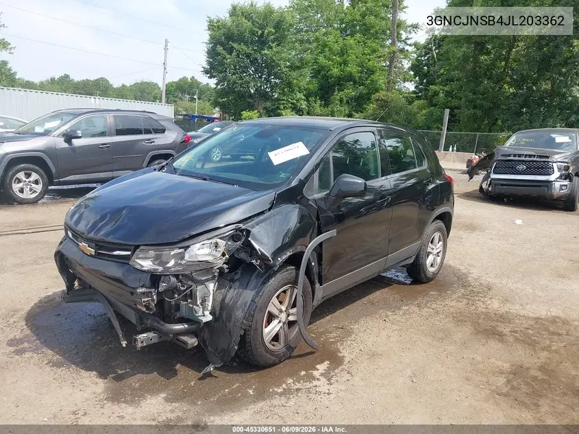 2018 Chevrolet Trax Ls VIN: 3GNCJNSB4JL203362 Lot: 45330651