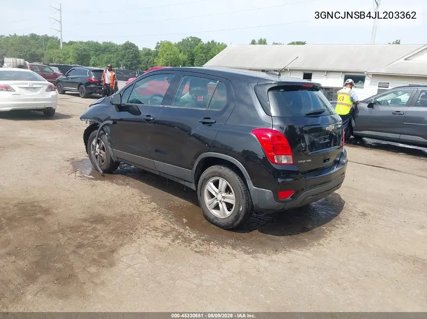 2018 Chevrolet Trax Ls VIN: 3GNCJNSB4JL203362 Lot: 45330651
