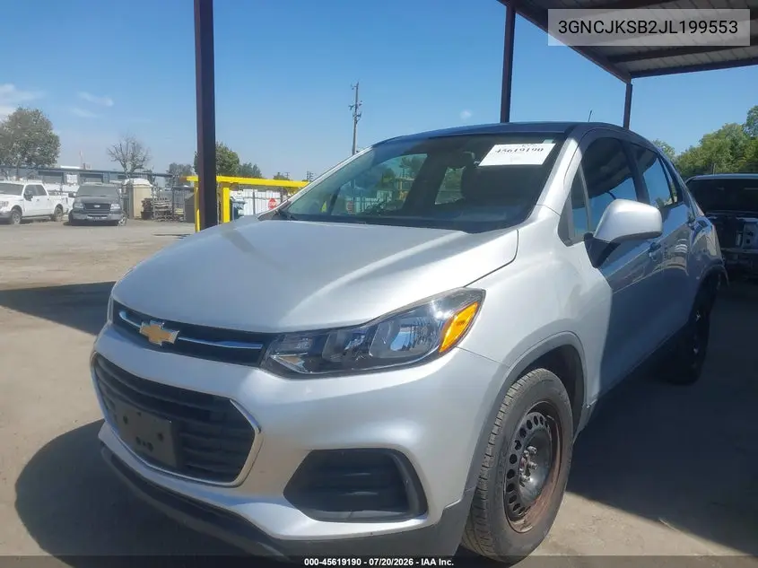 2018 Chevrolet Trax Ls VIN: 3GNCJKSB2JL199553 Lot: 45619190