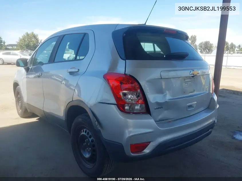 2018 Chevrolet Trax Ls VIN: 3GNCJKSB2JL199553 Lot: 45619190