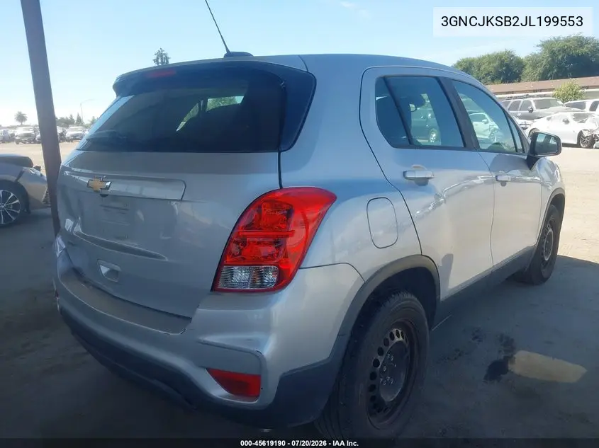 2018 Chevrolet Trax Ls VIN: 3GNCJKSB2JL199553 Lot: 45619190