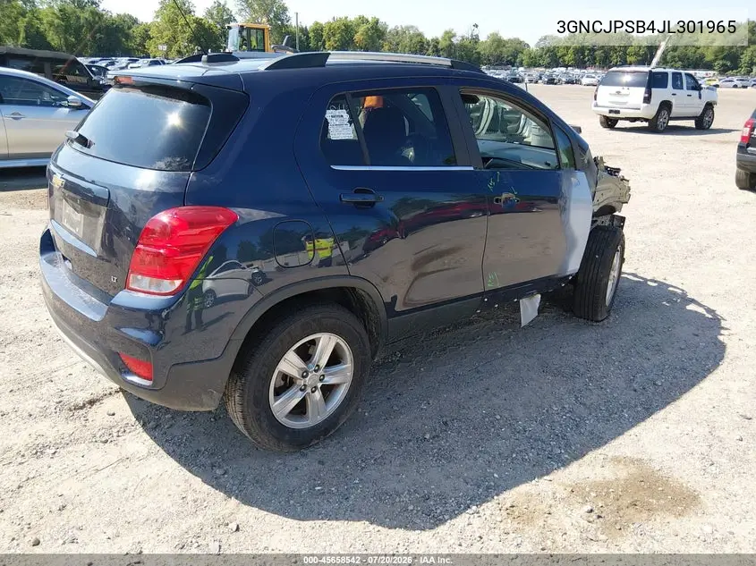 2018 Chevrolet Trax Lt VIN: 3GNCJPSB4JL301965 Lot: 45658542