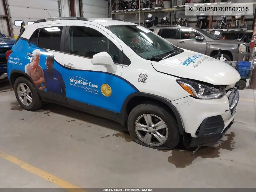 KL7CJPSB7KB807315 2019 Chevrolet Trax Lt