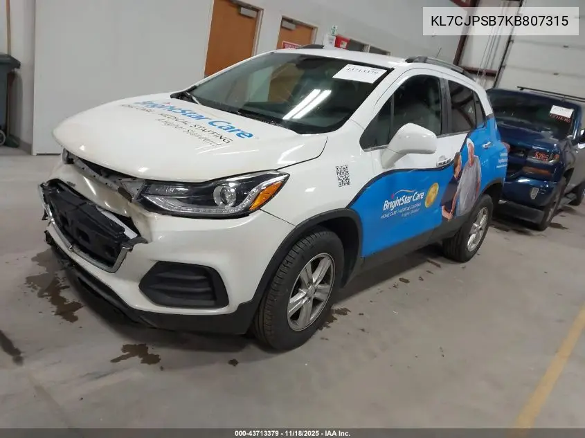 KL7CJPSB7KB807315 2019 Chevrolet Trax Lt