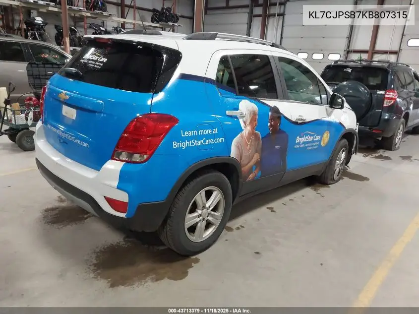 KL7CJPSB7KB807315 2019 Chevrolet Trax Lt