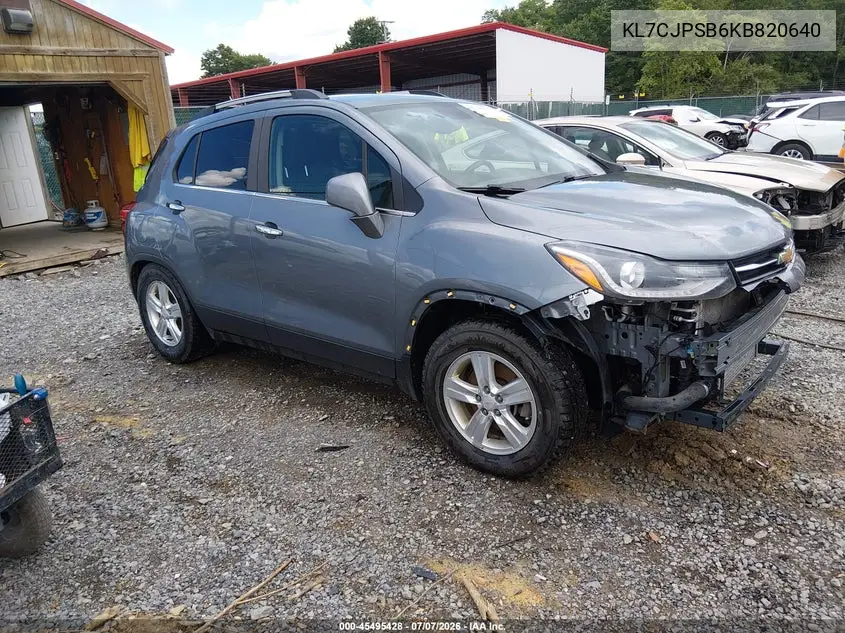 2019 Chevrolet Trax Lt VIN: KL7CJPSB6KB820640 Lot: 45495428