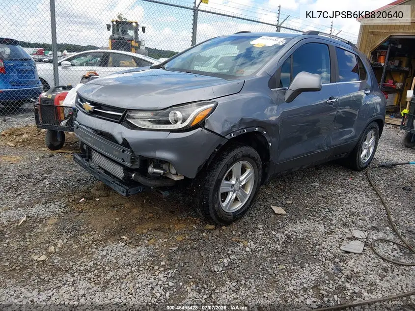 2019 Chevrolet Trax Lt VIN: KL7CJPSB6KB820640 Lot: 45495428