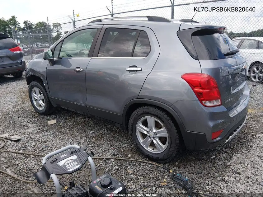 2019 Chevrolet Trax Lt VIN: KL7CJPSB6KB820640 Lot: 45495428