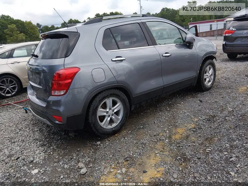 2019 Chevrolet Trax Lt VIN: KL7CJPSB6KB820640 Lot: 45495428