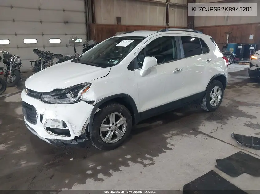 2019 Chevrolet Trax Lt VIN: KL7CJPSB2KB945201 Lot: 45586709