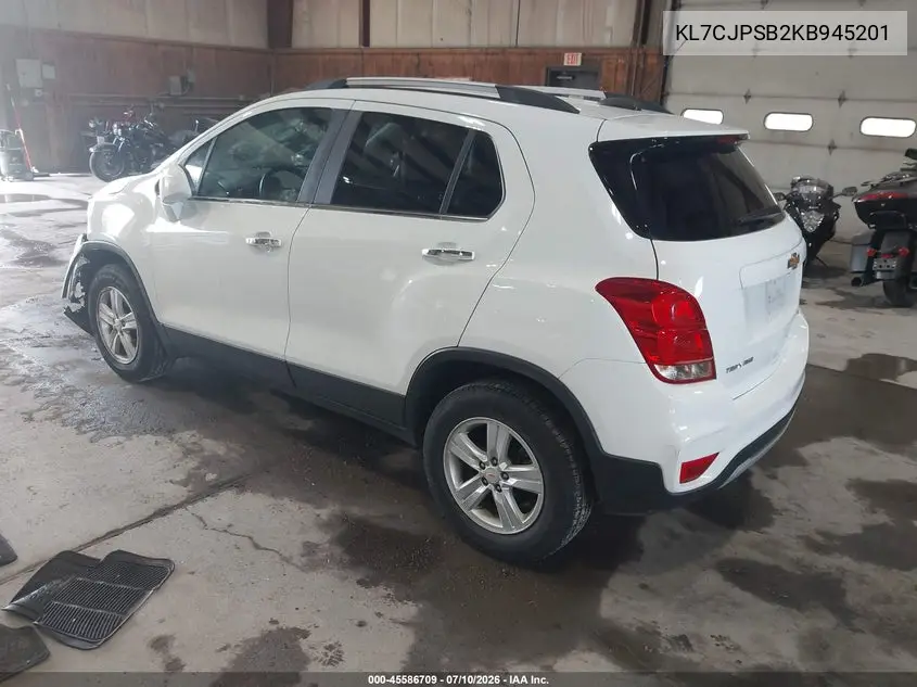 2019 Chevrolet Trax Lt VIN: KL7CJPSB2KB945201 Lot: 45586709