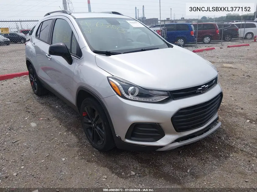 2019 Chevrolet Trax Lt VIN: 3GNCJLSBXKL377152 Lot: 45658073