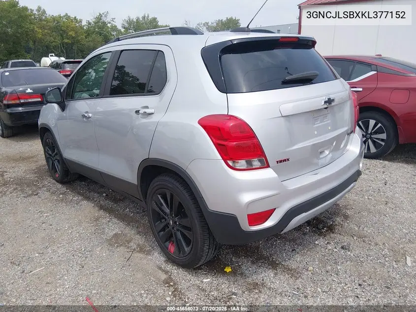 2019 Chevrolet Trax Lt VIN: 3GNCJLSBXKL377152 Lot: 45658073